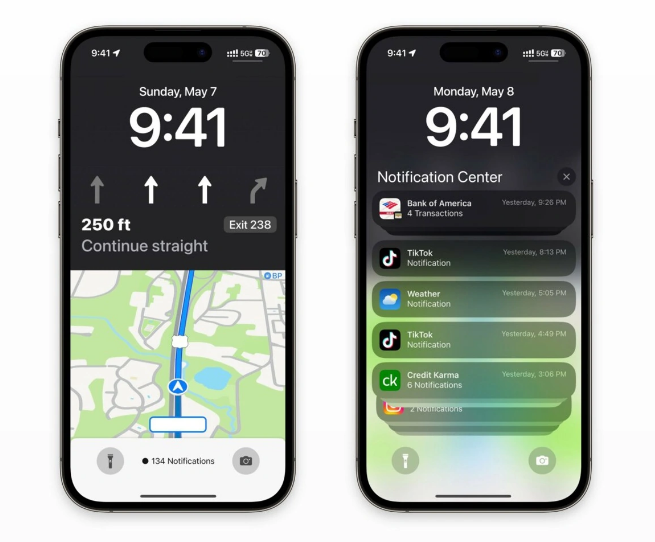 宿迁苹果维修服务分享iOS17锁屏地图导航半屏显示长什么样 